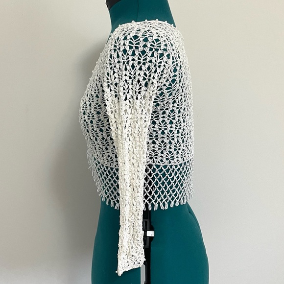 Vintage Cream Crochet Beaded Cardigan - Picture 7 of 8